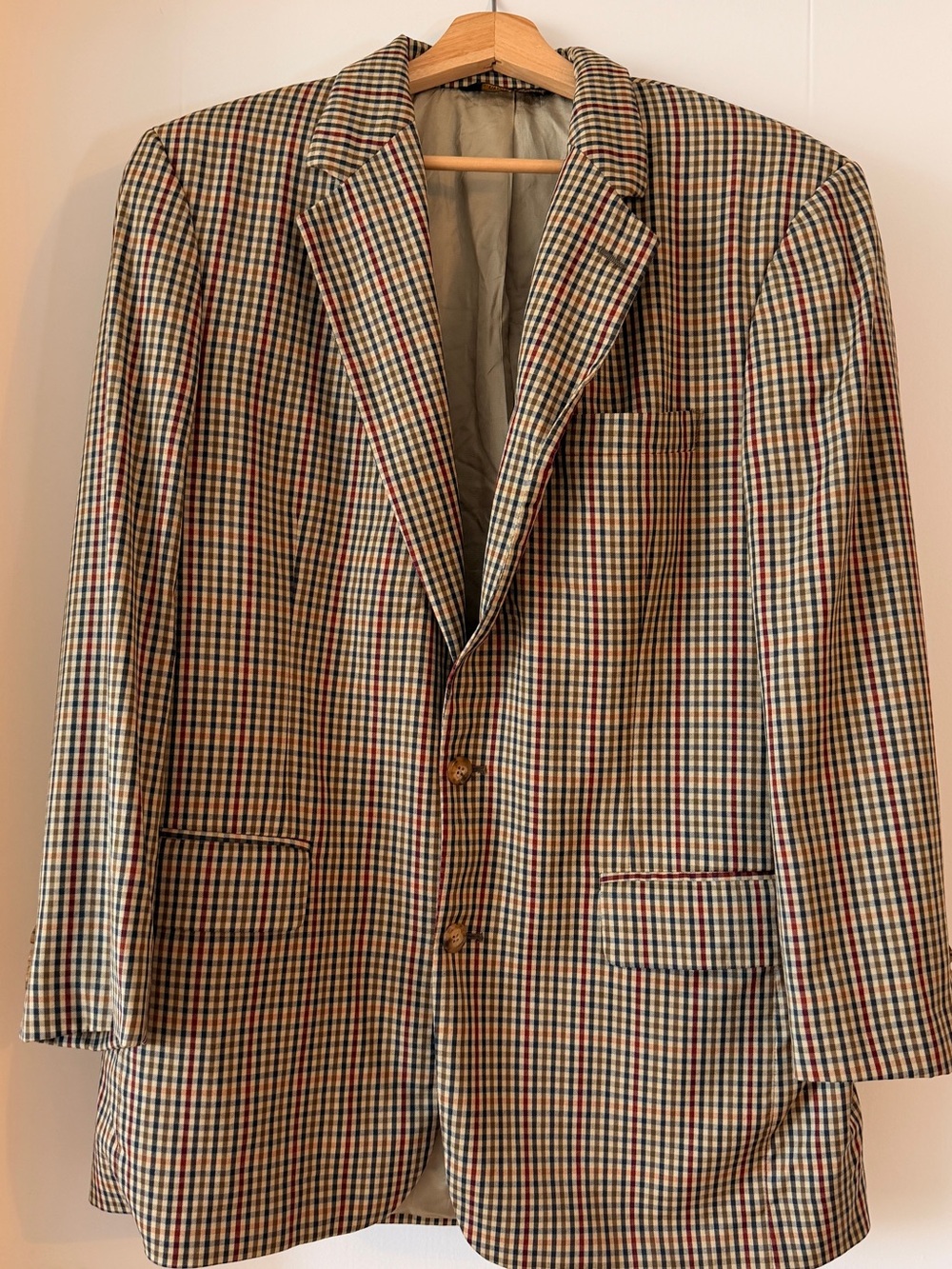 Vintage Brooks Brothers Multi-Check Blazer in Tan, Blue & Red